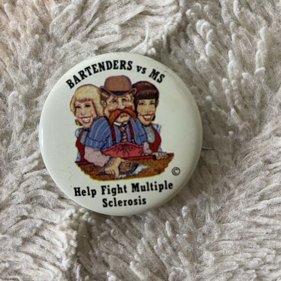 Bartenders vs MS Help‎ Fight Multiple Sclerosis Button Back Pin - Picture 1 of 5